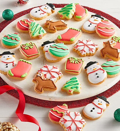 Holiday Party Mini Artisan Iced Cookie Tin 27pc